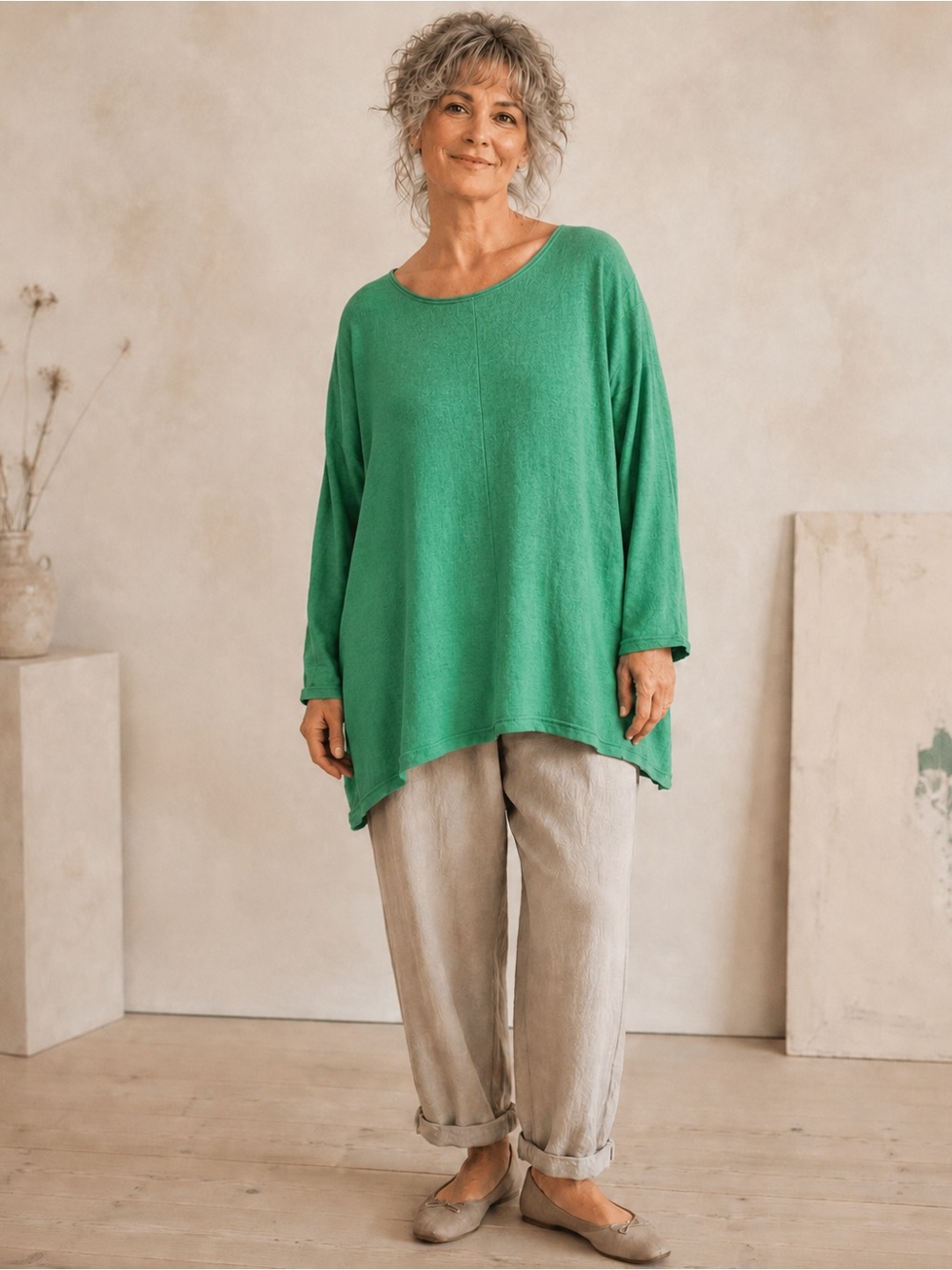 Gudrun Sjödén Green Organic Linen Oversized Tunic Sweater XXL